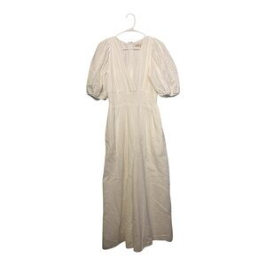 Women’s Anthropologie Hutch smocked-waist eyelet white jumpsuit, size large